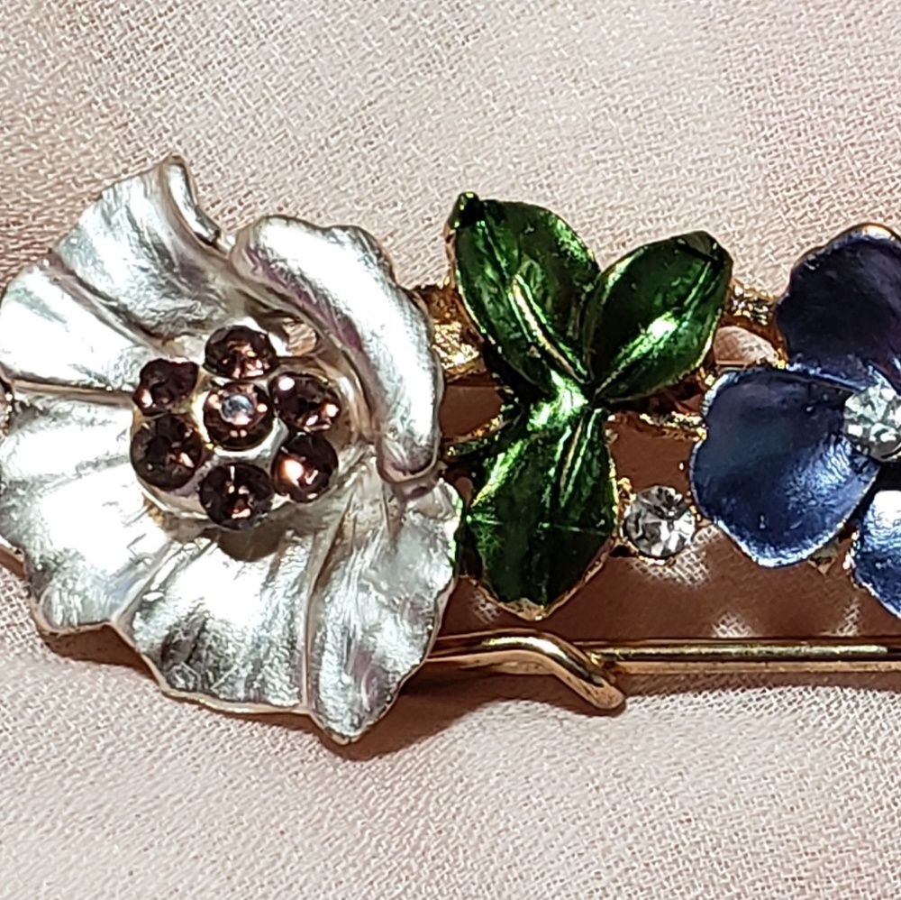 🌷Purple Floral Ratcatcher Brooch Pin Crystals